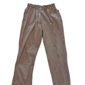 Black white houndstooth womens chef pants